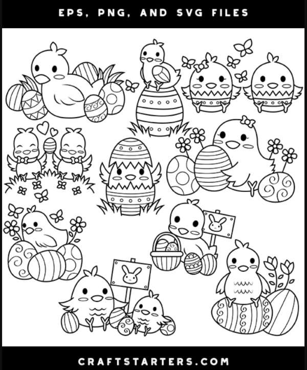 10 FREE Easter Baby Chicks Digital Stamps