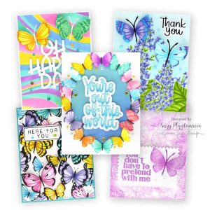 Create 5 Different Cards with One Butterfly Embossing Folder