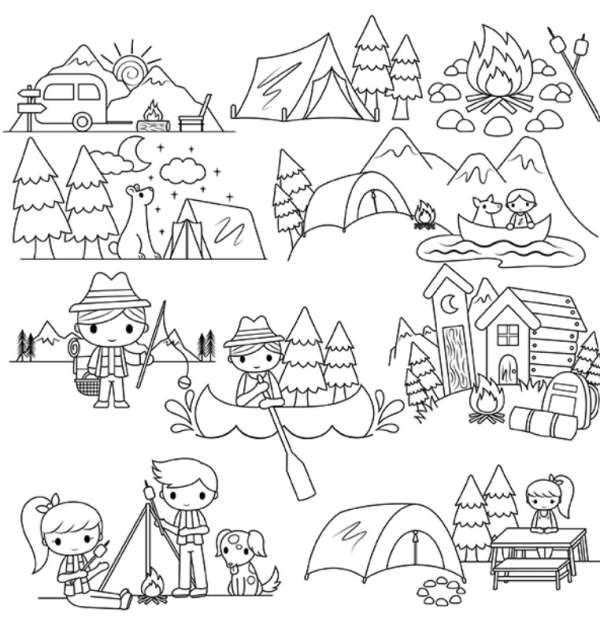 FREE Collection of 10 Camping Digital Stamps