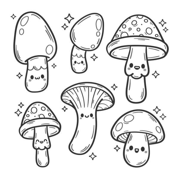 6 FREE Cute Mushroom Digital Stamps