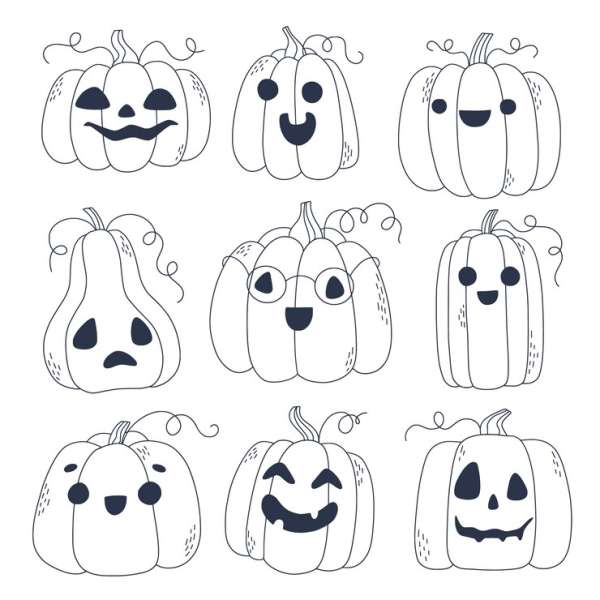 9 FREE Jack O' Lantern Pumpkin Digital Stamps