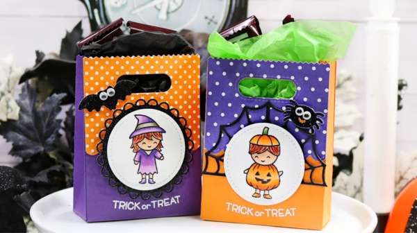 12 Handmade Halloween Treat Bags and Boxes with Paper Crafting Supplies