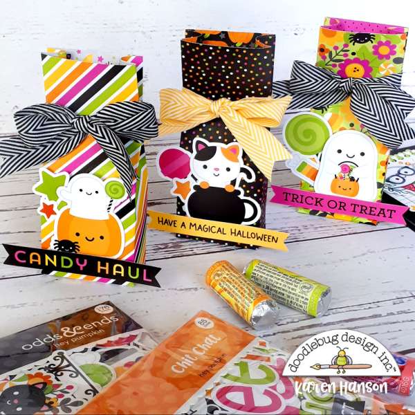 12 Handmade Halloween Treat Bags and Boxes with Paper Crafting Supplies