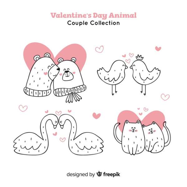 4 FREE Animal Couple Valentine's Day Digital Stamps