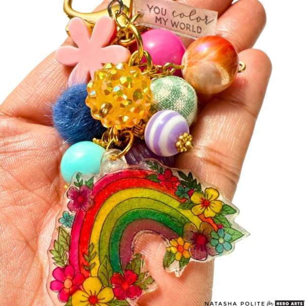 DIY Stamped Shrinky Dink Rainbow Bag Charm