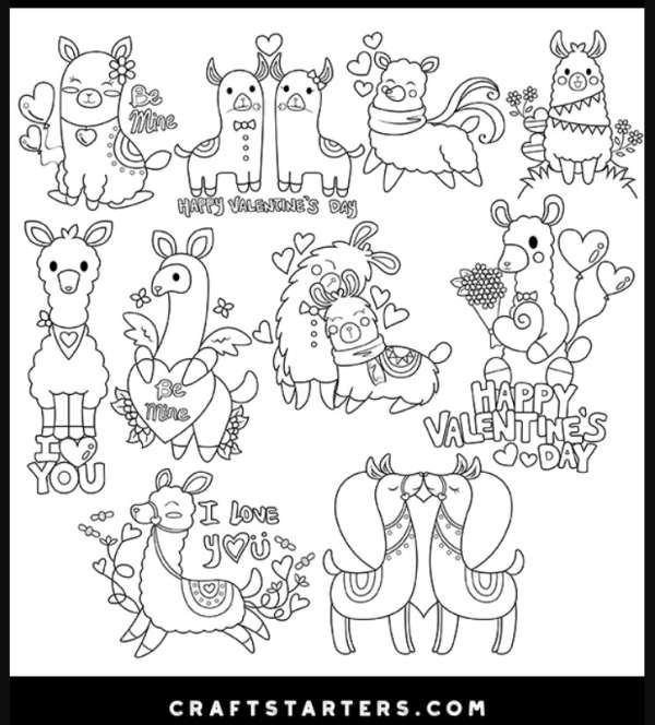 10 FREE Valentine's Day Llama Digital Stamps