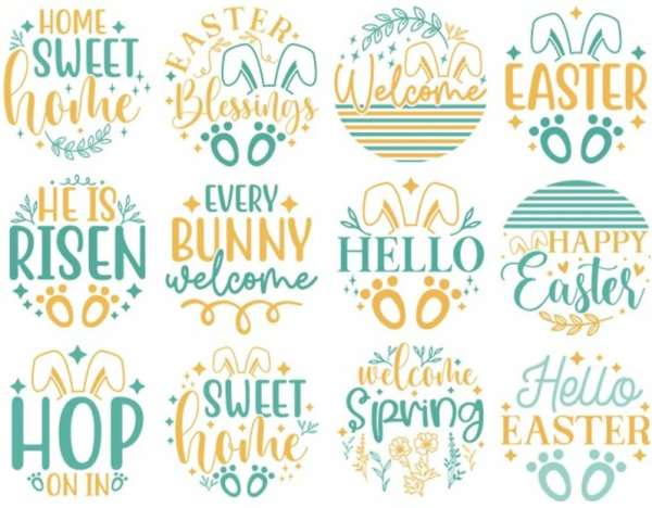 25 FREE Round Easter Sentiment Digital Stamps