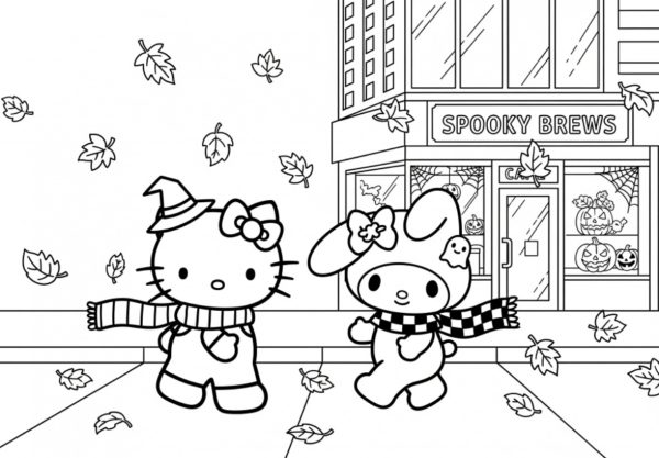 10 FREE Hello Kitty Halloween and Fall Digital Images and Coloring Pages