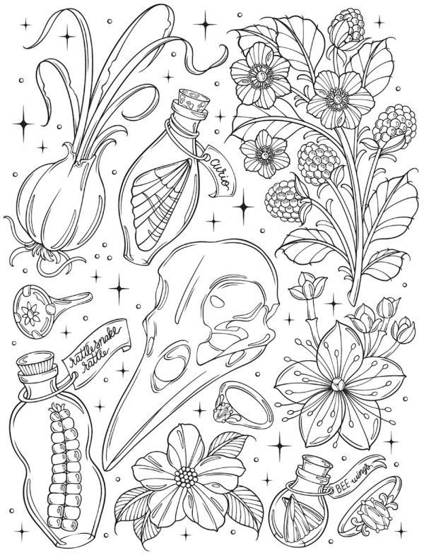 3 Pretty and Creepy Coloring Pages for Halloween