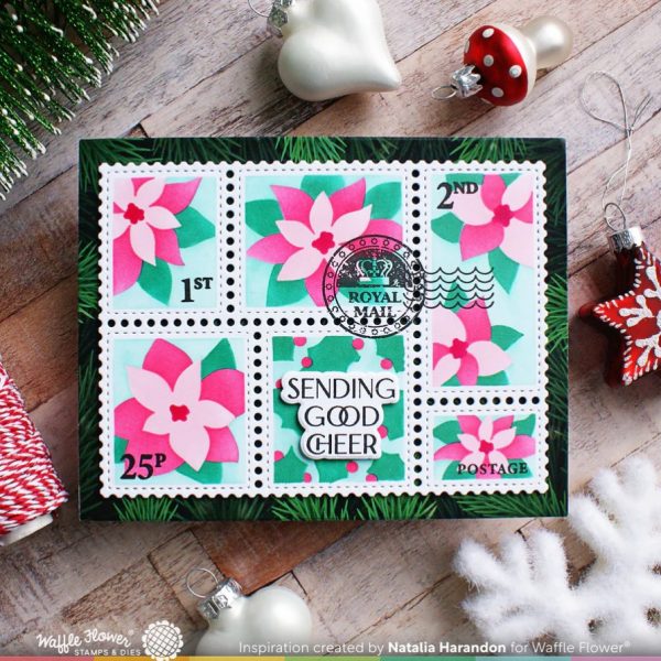14 Faux Postage Christmas Card Ideas with Stamps, Dies and Stencils