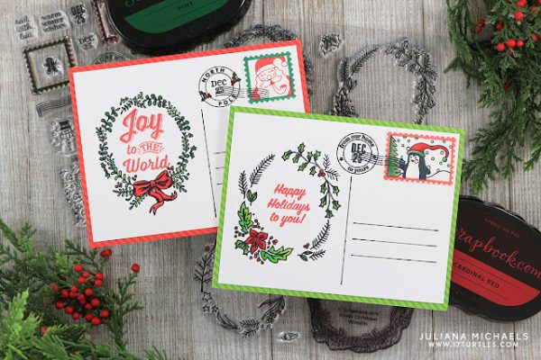 14 Faux Postage Christmas Card Ideas with Stamps, Dies and Stencils