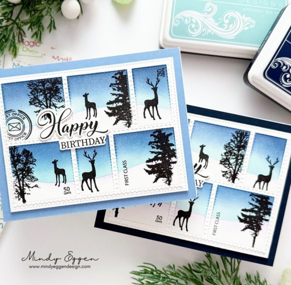 14 Faux Postage Christmas Card Ideas with Stamps, Dies and Stencils
