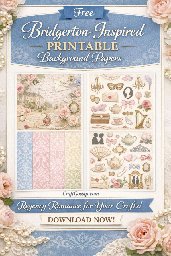 Free Bridgerton-Inspired Printable 4×6 Background Papers – Regency Romance for Your Crafts