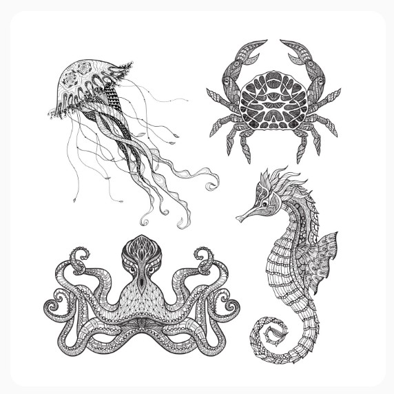 4 FREE Marine Creatures Digital Stamps