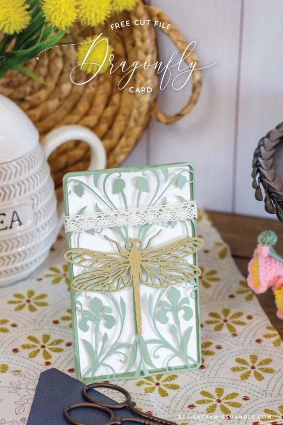 FREE Dragonfly Die Cut Card Download