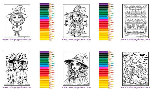 20 FREE Witch Coloring Pages and Digital Images