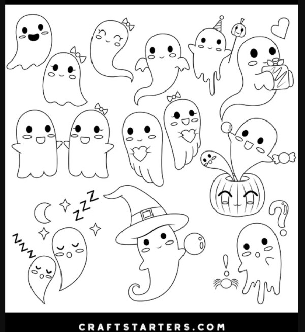 12 FREE Cute Ghost Digital Stamps to Download